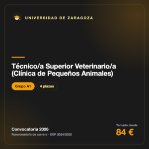 Técnico/a Superior Veterinario/a (Clínica de Pequeños Animales) A1 · Universidad de Zaragoza